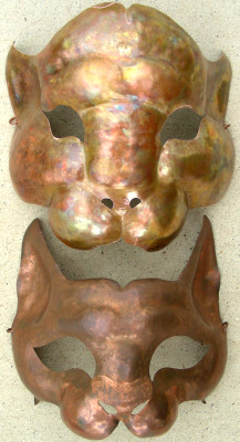 Copper Jaguar and Cat Masks