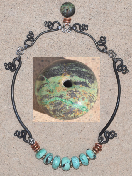 Smithsonite and Forged Iron Necklace Smithsonite and Forged Iron Necklace